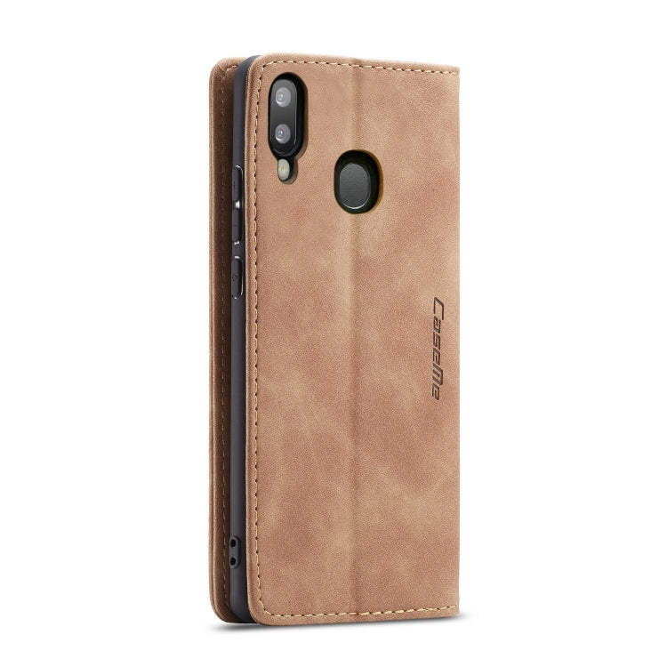 CaseMe-013 Multi-functional Retro Frosted Horizontal Flip Leather Case with Card Slot & Holder & Wallet For Galaxy A20e(Brown)