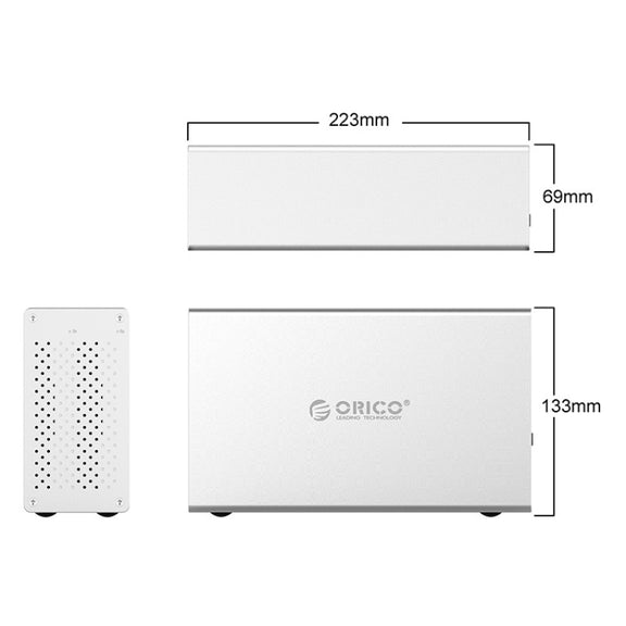 ORICO Honeycomb Series WS200RU3 SATA 3.5 inch USB 3.0 Dual Bays Aluminum Alloy HDD / SSD Enclosure with Raid, The Maximum Support Capacity: 20TB