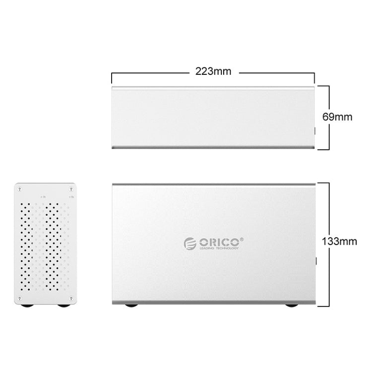 ORICO Honeycomb Series WS200RU3 SATA 3.5 inch USB 3.0 Dual Bays Aluminum Alloy HDD / SSD Enclosure with Raid, The Maximum Support Capacity: 20TB
