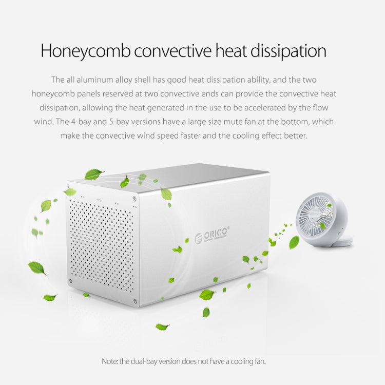 ORICO Honeycomb Series WS200RU3 SATA 3.5 inch USB 3.0 Dual Bays Aluminum Alloy HDD / SSD Enclosure with Raid, The Maximum Support Capacity: 20TB
