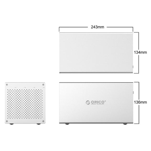 ORICO Honeycomb Series WS400RU3 SATA 3.5 inch USB 3.0 4 Bays Aluminum Alloy HDD / SSD Enclosure with Raid, The Maximum Support Capacity: 40TB