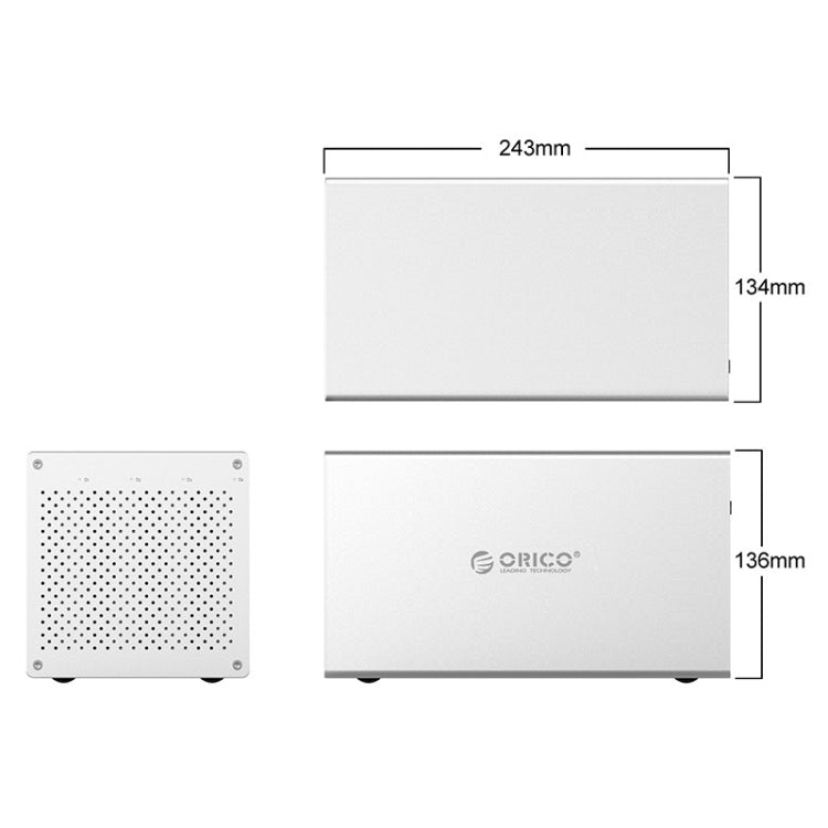 ORICO Honeycomb Series WS400U3 SATA 3.5 inch USB 3.0 4 Bays Aluminum Alloy HDD / SSD Enclosure, The Maximum Support Capacity: 40TB