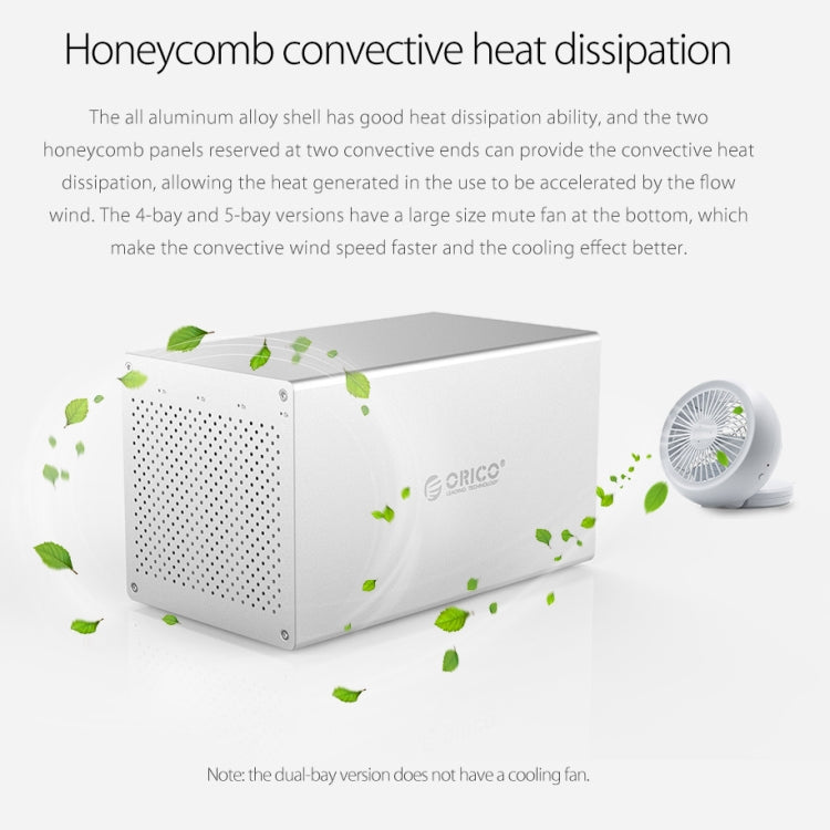 ORICO Honeycomb Series WS500C3 SATA 3.5 inch USB-C / Type-C 5 Bays Aluminum Alloy HDD / SSD Enclosure, The Maximum Support Capacity: 50TB - HDD Enclosure by ORICO | Online Shopping South Africa | PMC Jewellery | Buy Now Pay Later Mobicred