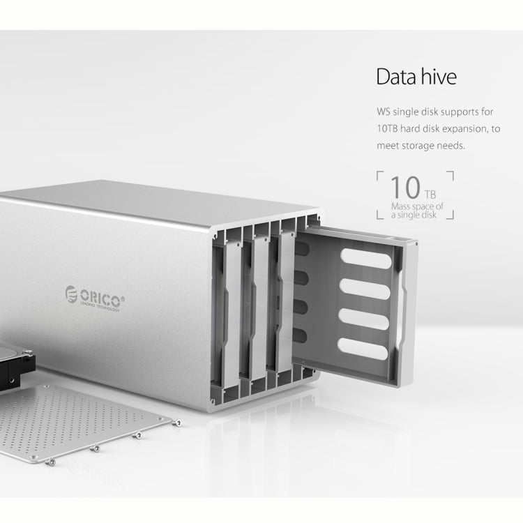 ORICO Honeycomb Series WS500RU3 SATA 3.5 inch USB 3.0 5 Bays Aluminum Alloy HDD / SSD Enclosure with Raid, The Maximum Support Capacity: 50TB