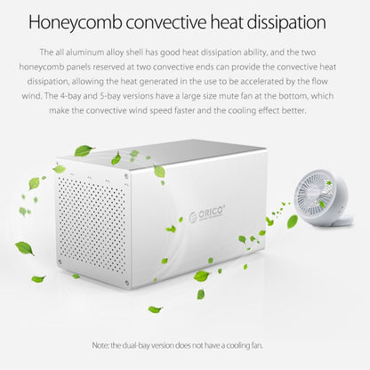 ORICO Honeycomb Series WS500RU3 SATA 3.5 inch USB 3.0 5 Bays Aluminum Alloy HDD / SSD Enclosure with Raid, The Maximum Support Capacity: 50TB - HDD Enclosure by ORICO | Online Shopping South Africa | PMC Jewellery | Buy Now Pay Later Mobicred
