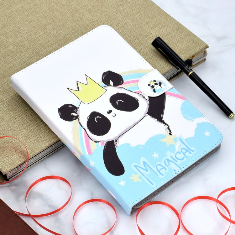 Colored Pattern Drawing Horizontal Flip PU Leather Case with Three-folding Holder for 10 inch Tablet PC(Crown of panda) - 10 - 11 inch by PMC Jewellery | Online Shopping South Africa | PMC Jewellery | Buy Now Pay Later Mobicred
