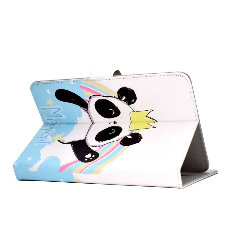 Colored Pattern Drawing Horizontal Flip PU Leather Case with Three-folding Holder for 10 inch Tablet PC(Crown of panda) - 10 - 11 inch by PMC Jewellery | Online Shopping South Africa | PMC Jewellery | Buy Now Pay Later Mobicred