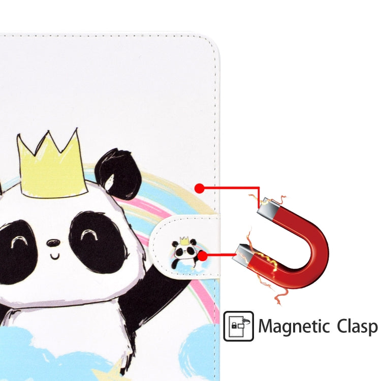Colored Pattern Drawing Horizontal Flip PU Leather Case with Three-folding Holder for 10 inch Tablet PC(Crown of panda) - 10 - 11 inch by PMC Jewellery | Online Shopping South Africa | PMC Jewellery | Buy Now Pay Later Mobicred