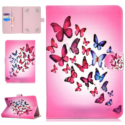Colored Pattern Drawing Horizontal Flip PU Leather Case with Three-folding Holder for 10 inch Tablet PC(Colorful butterfly) - 10 - 11 inch by PMC Jewellery | Online Shopping South Africa | PMC Jewellery | Buy Now Pay Later Mobicred