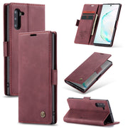 CaseMe-013 Multifunctional Horizontal Flip Leather Case with Card Slot & Holder for Galaxy Note 10(Red Wine)