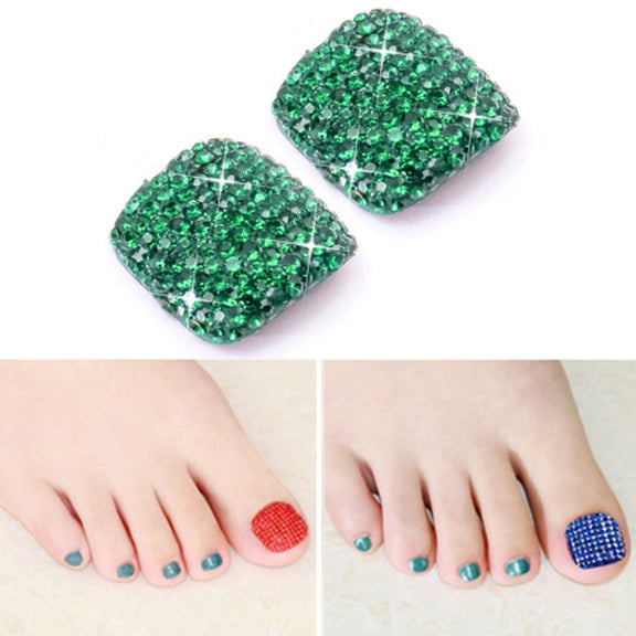 2 PCS Crystal Fake Nail Art Tips Rhinestone Full Cover Toenails Decals Stickers(NO:18)