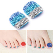 2 PCS Crystal Fake Nail Art Tips Rhinestone Full Cover Toenails Decals Stickers(NO:20)