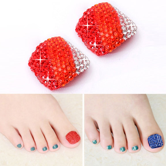 2 PCS Crystal Fake Nail Art Tips Rhinestone Full Cover Toenails Decals Stickers(NO:21)