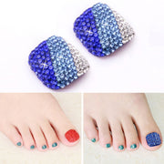 2 PCS Crystal Fake Nail Art Tips Rhinestone Full Cover Toenails Decals Stickers(NO:22)