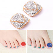 2 PCS Crystal Fake Nail Art Tips Rhinestone Full Cover Toenails Decals Stickers(NO:23)