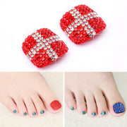 2 PCS Crystal Fake Nail Art Tips Rhinestone Full Cover Toenails Decals Stickers(NO:26)
