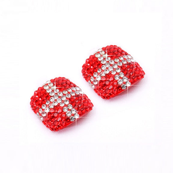 2 PCS Crystal Fake Nail Art Tips Rhinestone Full Cover Toenails Decals Stickers(NO:26)