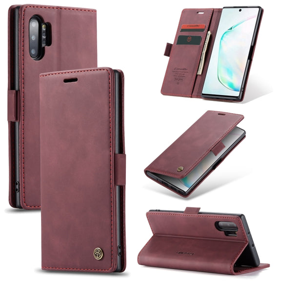 CaseMe-013 Multifunctional Horizontal Flip Leather Case with Card Slot & Holder & Wallet for Galaxy Note 10+(Wine)
