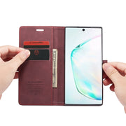 CaseMe-013 Multifunctional Horizontal Flip Leather Case with Card Slot & Holder & Wallet for Galaxy Note 10+(Wine)