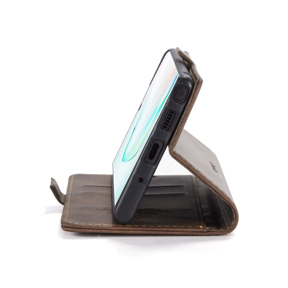CaseMe-013 Multifunctional Horizontal Flip Leather Case with Card Slot & Holder & Wallet for Galaxy Note 10+(Coffee)