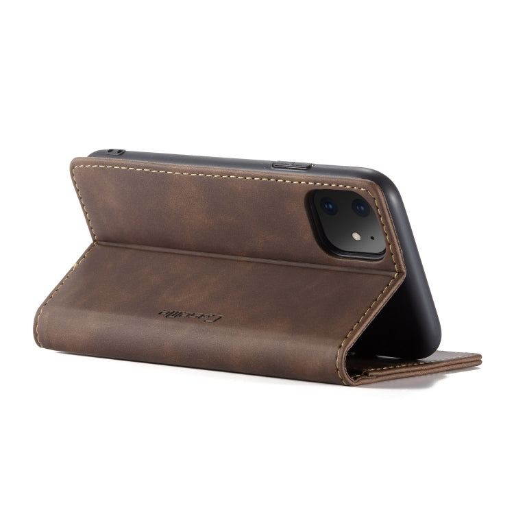 CaseMe-013 Multifunctional Horizontal Flip Leather Case with Card Slot & Holder & Wallet for iPhone 11(coffee) - free shipping - PMC Jewellery - Order now!