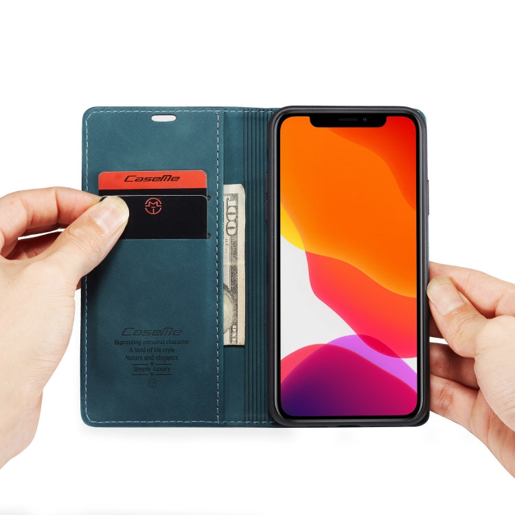 CaseMe-013 Multifunctional Horizontal Flip Leather Case with Card Slot & Holder & Wallet for iPhone 11 Pro Max(Blue)