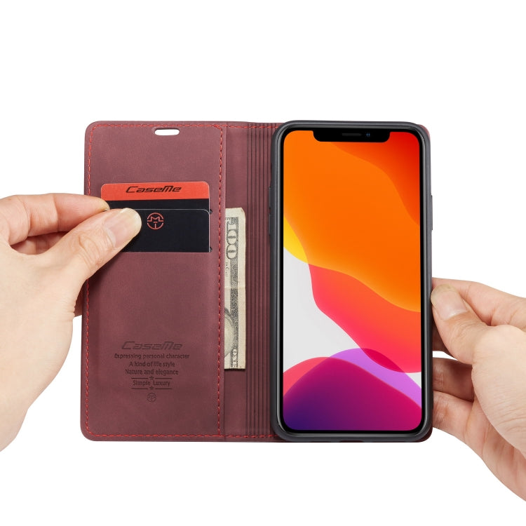 CaseMe-013 Multifunctional Horizontal Flip Leather Case with Card Slot & Holder & Wallet for iPhone 11 Pro Max(Wine)