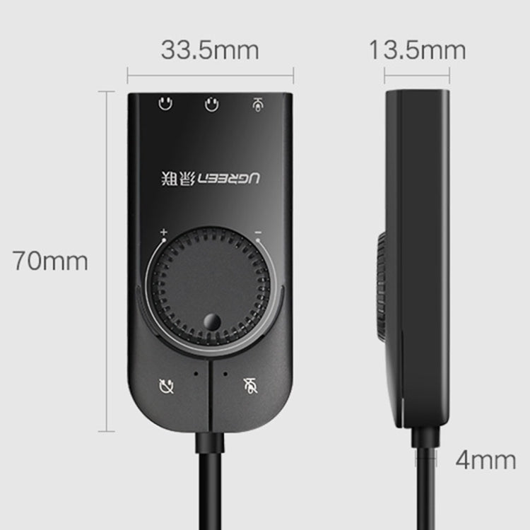 UGREEN CM109 USB to 3-ports 3.5mm Computer External Audio Card with Volume Adjustment Wheel, Length: 15cm - free shipping - PMC Jewellery - Order now!