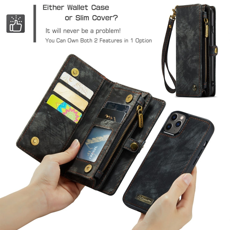 For iPhone 11 Pro CaseMe-008 Detachable Multifunctional Horizontal Flip Leather Case with Card Slot & Holder & Zipper Wallet & Photo Frame (Black)