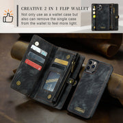 For iPhone 11 Pro CaseMe-008 Detachable Multifunctional Horizontal Flip Leather Case with Card Slot & Holder & Zipper Wallet & Photo Frame (Black)