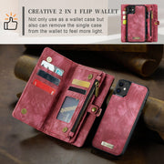 For iPhone 11 CaseMe-008 Detachable Multifunctional Horizontal Flip Leather Case with Card Slot & Holder & Zipper Wallet & Photo Frame (Red)