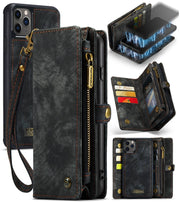 For iPhone 11 Pro Max CaseMe-008 Detachable Multifunctional Horizontal Flip Leather Case with Card Slot & Holder & Zipper Wallet & Photo Frame (Black)