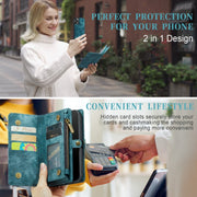 For iPhone 11 Pro Max CaseMe-008 Detachable Multifunctional Horizontal Flip Leather Case with Card Slot & Holder & Zipper Wallet & Photo Frame (Blue)