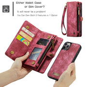 For iPhone 11 Pro Max CaseMe-008 Detachable Multifunctional Horizontal Flip Leather Case with Card Slot & Holder & Zipper Wallet & Photo Frame (Red)