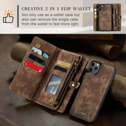 For iPhone 11 Pro Max CaseMe-008 Detachable Multifunctional Horizontal Flip Leather Case with Card Slot & Holder & Zipper Wallet & Photo Frame (Brown)