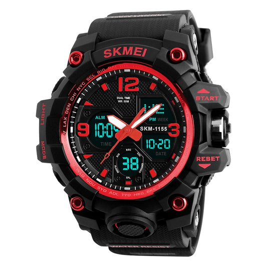 SKMEI 1155B Multifunctional Men Outdoor Sports Noctilucent Waterproof Large Dial Wrist Watch(Red) - free shipping - PMC Jewellery - Order now!