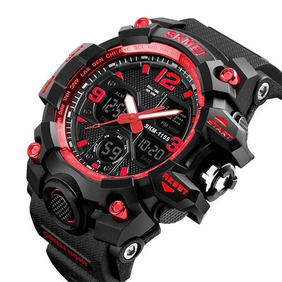 SKMEI 1155B Multifunctional Men Outdoor Sports Noctilucent Water-resistant Large Dial Wrist Watch(Red)