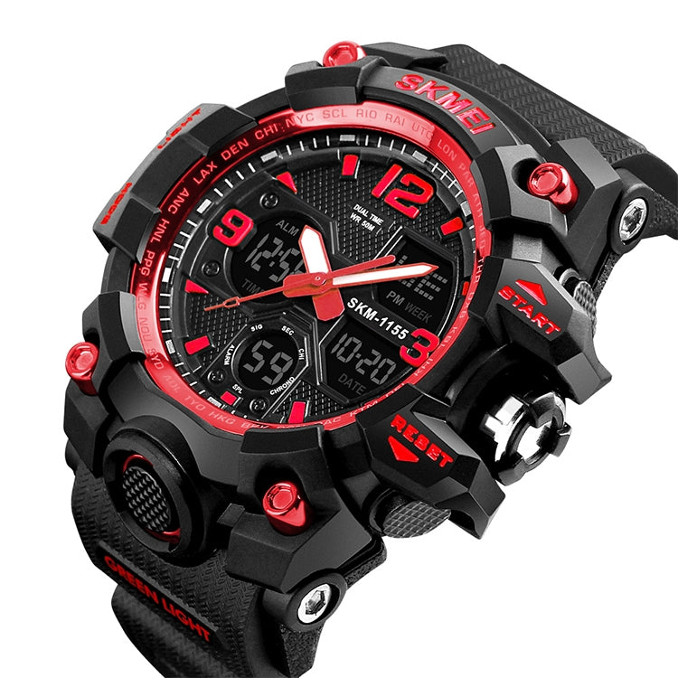 SKMEI 1155B Multifunctional Men Outdoor Sports Noctilucent Water-resistant Large Dial Wrist Watch(Red)