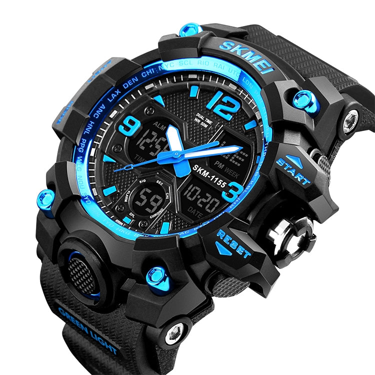 SKMEI 1155B Multifunctional Men Outdoor Sports Noctilucent Waterproof Large Dial Wrist Watch(Blue) - free shipping - PMC TechLife - Order now!