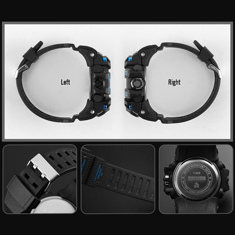 SKMEI 1155B Multifunctional Men Outdoor Sports Noctilucent Waterproof Large Dial Wrist Watch(Blue) - free shipping - PMC TechLife - Order now!
