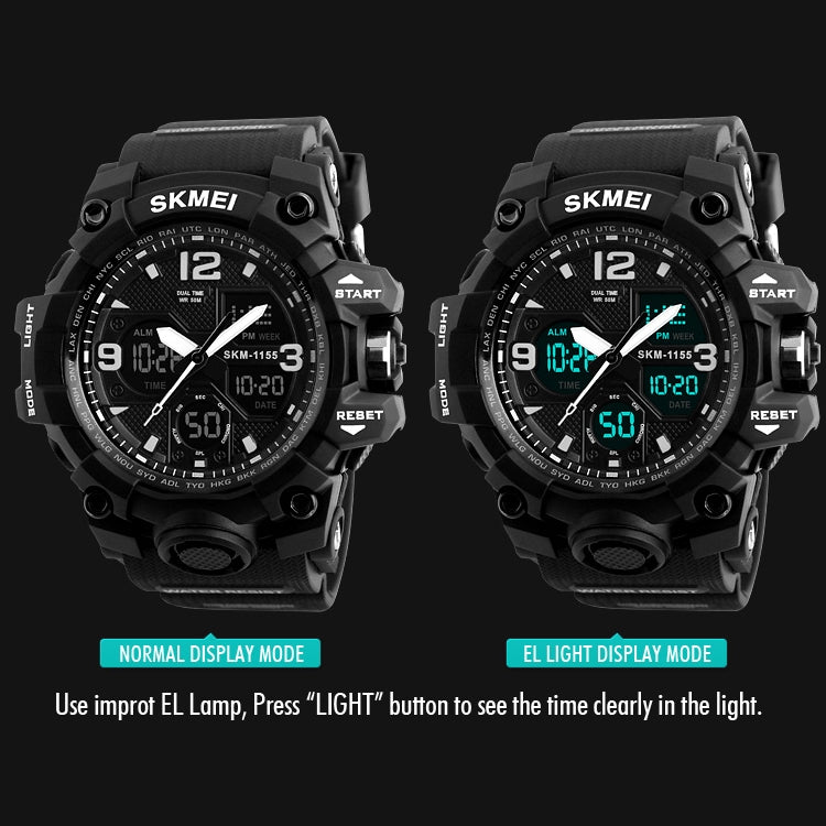 SKMEI 1155B Multifunctional Men Outdoor Sports Noctilucent Waterproof Large Dial Wrist Watch(Black) - free shipping - PMC TechLife - Order now!