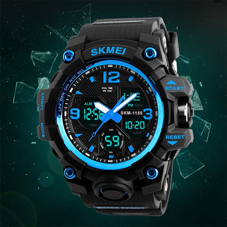 SKMEI 1155B Multifunctional Men Outdoor Sports Noctilucent Waterproof Large Dial Wrist Watch(Black) - free shipping - PMC TechLife - Order now!