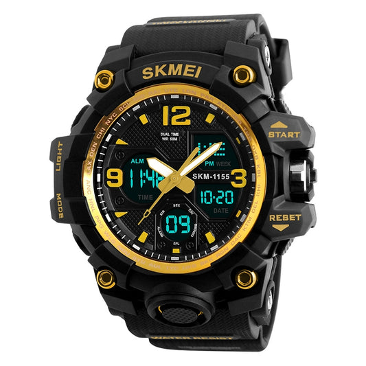 SKMEI 1155B Multifunctional Men Outdoor Sports Noctilucent Waterproof Large Dial Wrist Watch(Gold) - free shipping - PMC Jewellery - Order now!
