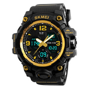 SKMEI 1155B Multifunctional Men Outdoor Sports Noctilucent Water-resistant Large Dial Wrist Watch(Gold)