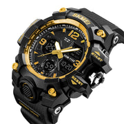 SKMEI 1155B Multifunctional Men Outdoor Sports Noctilucent Water-resistant Large Dial Wrist Watch(Gold)