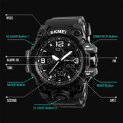 SKMEI 1155B Multifunctional Men Outdoor Sports Noctilucent Water-resistant Large Dial Wrist Watch(Gold)