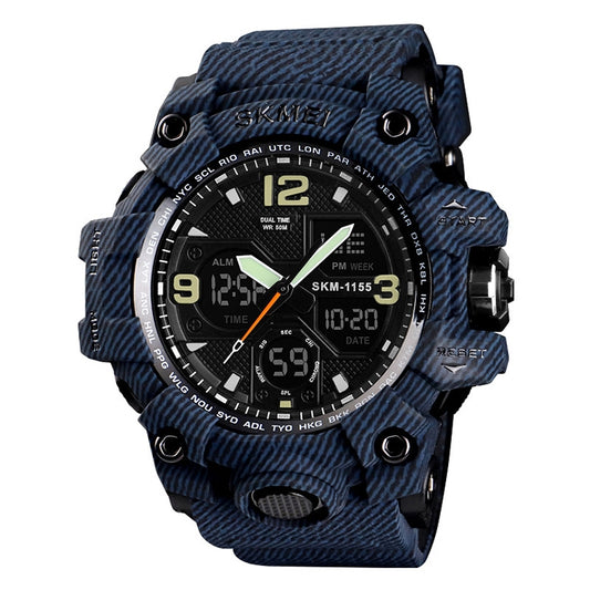 SKMEI 1155B Multifunctional Men Outdoor Sports Noctilucent Waterproof Large Dial Wrist Watch(Denim Blue) - free shipping - PMC Jewellery - Order now!