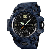SKMEI 1155B Multifunctional Men Outdoor Sports Noctilucent Water-resistant Large Dial Wrist Watch(Denim Blue)