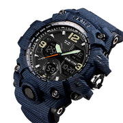 SKMEI 1155B Multifunctional Men Outdoor Sports Noctilucent Water-resistant Large Dial Wrist Watch(Denim Blue)