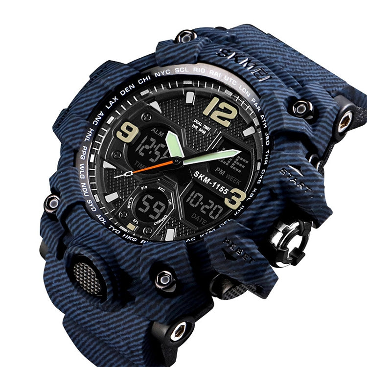 SKMEI 1155B Multifunctional Men Outdoor Sports Noctilucent Water-resistant Large Dial Wrist Watch(Denim Blue)